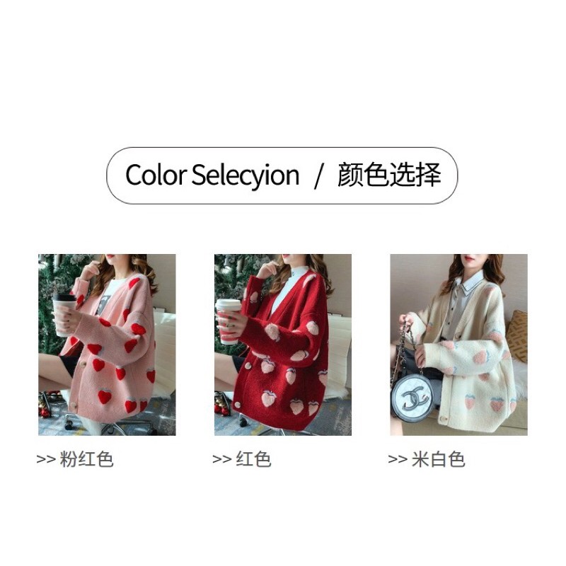 Cardigan dâu tây kiểu dáng hàn quốc