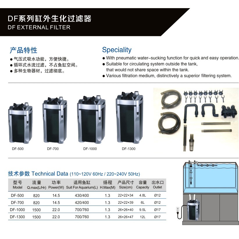 Lọc thùng Atman DF 1300 dùng cho hồ cá thủy sinh