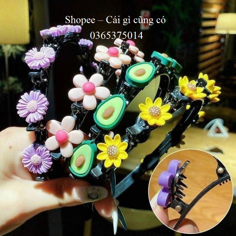 Bờm tóc kèm kẹp phồng mái siêu cute dành riêng cho bé gái họa tiết hoa quả hình dễ thương