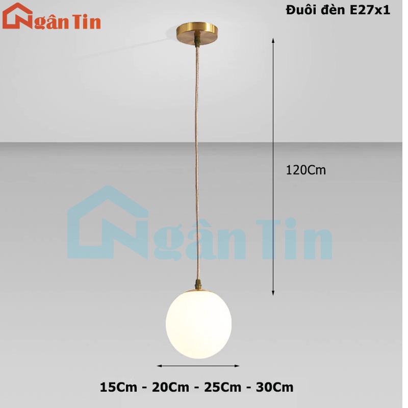 Đèn thả trần thủy tinh trang trí trong nhà phòng ngủ THCN207 Ngân Tin