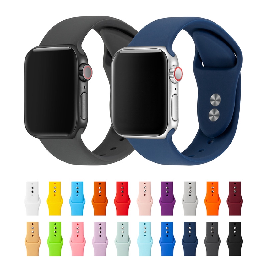 Dây đeo silicone màu trơn đơn giản thay thế cho đồng hồ thông minh Apple Watch iWatch 7 6 SE 5 4 3 2 1 45 41 38 40 42 44mm