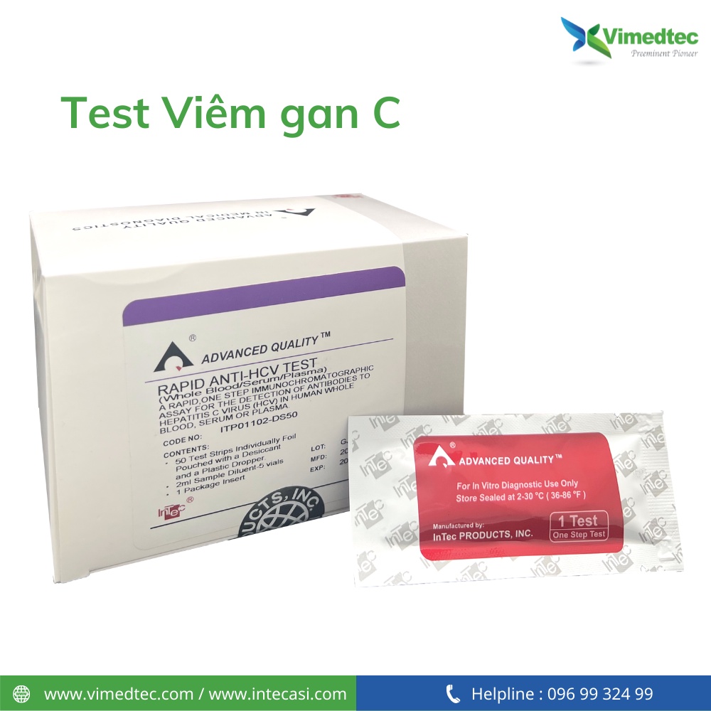 Hộp test phát hiện kháng nguyên virus viêm gan C - Rapid Anti HCV (Dạng que/Dạng khay) - Chính xác 100%