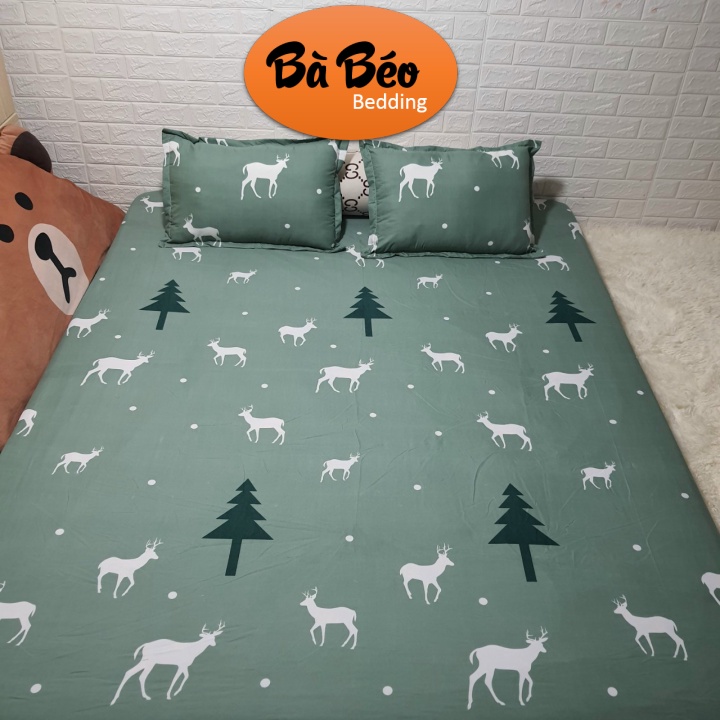 Bộ 3 món Ga gối, ga bọc nệm mẫu Bơ Xanh, drap giường giá rẻ kích thước m2/m6/m8/2m2 chất Poly cotton - Ga bo c
