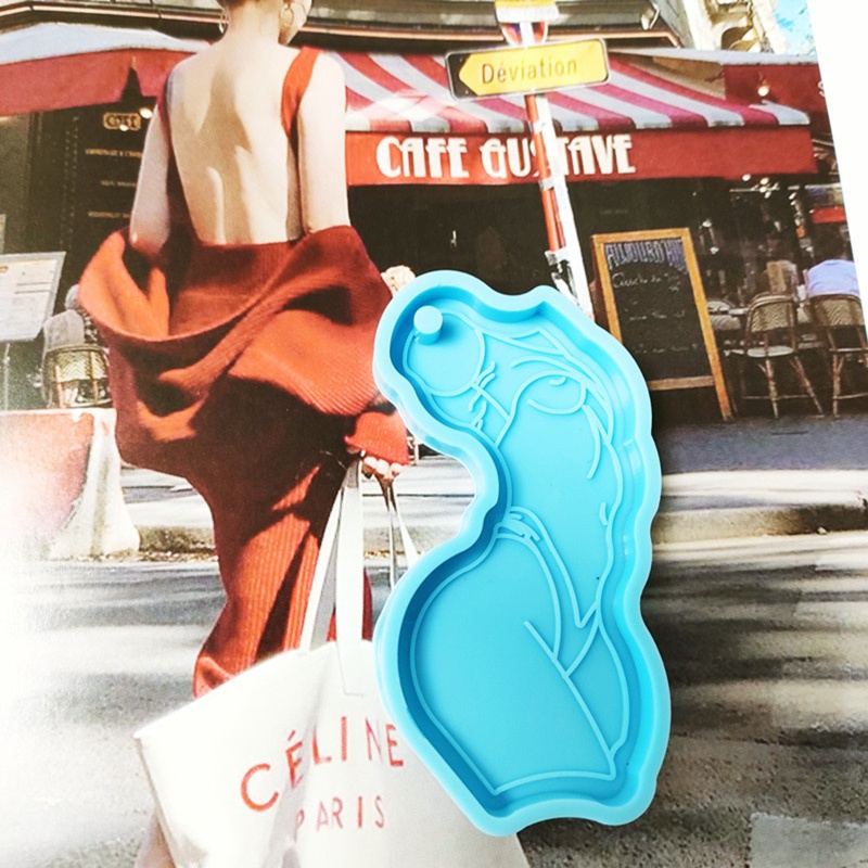 Bộ 3 Khuôn Silicone Làm Móc Khóa Bằng Nhựa Resin Thủ Công Hình Phụ Nữ Gợi Cảm Sáng Tạo DIY