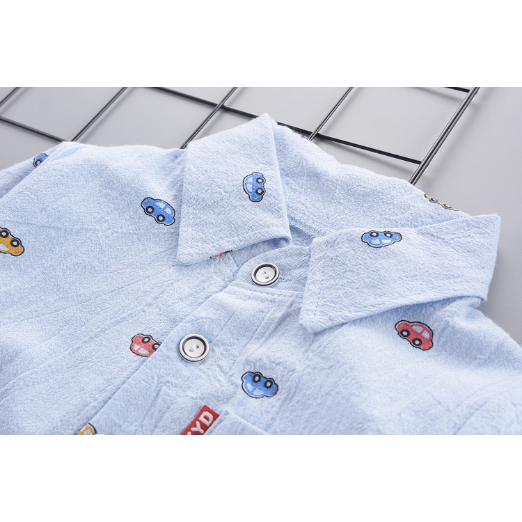 Spring new style 0-5 years old male cotton baby fashion long-sleeved shirt collar + children's jeans two-piece Korean children's clothing authentic