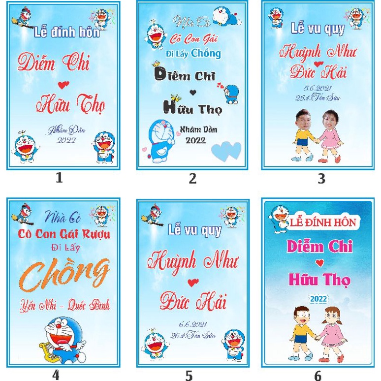 [1-6] mẫu Bảng cổng cưới DOREMON siêu xinh