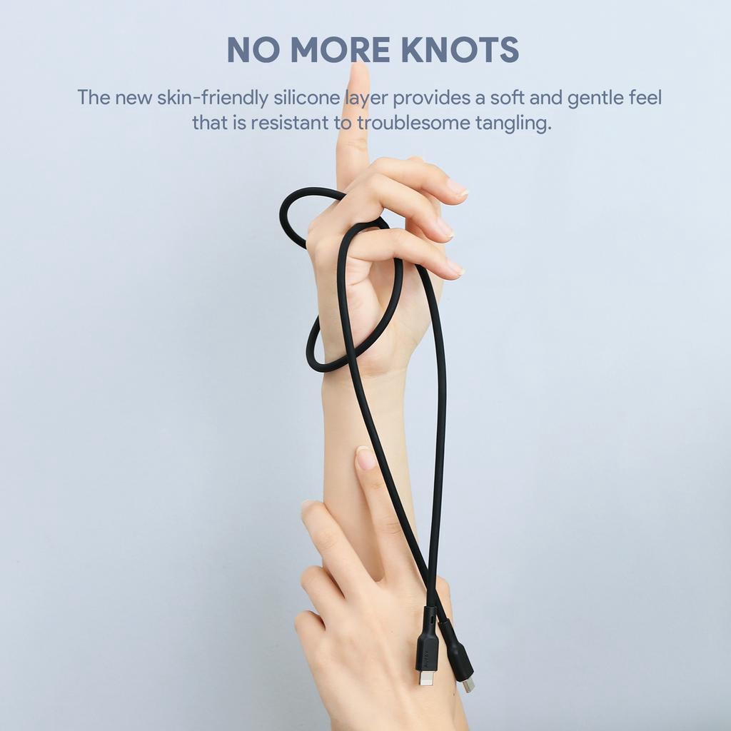 Cáp sạc nhanh Aukey CB-SCL1 PD27W USB-C TO Lightning dây Sạc Nhanh APPLE MFI chứng nhận Gel silica 1M Cho iPhone 14 13 12 11 X 8 iPad