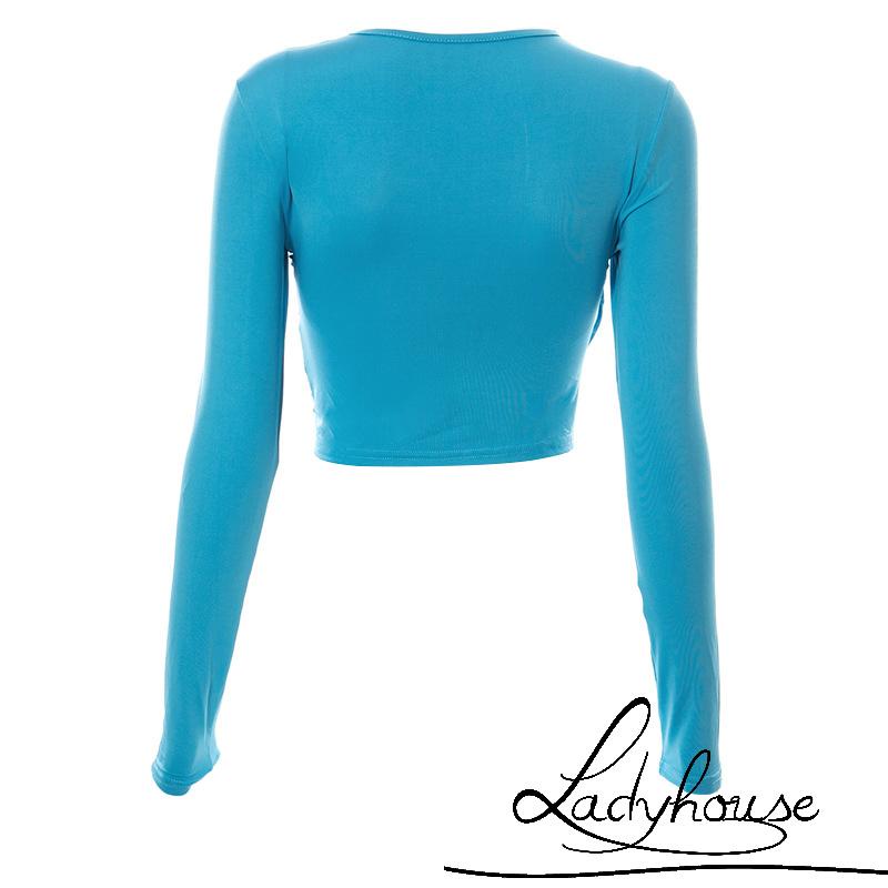 Áo thun tay dài cổ tròn màu trơn thời trang xuân hè cho nữ