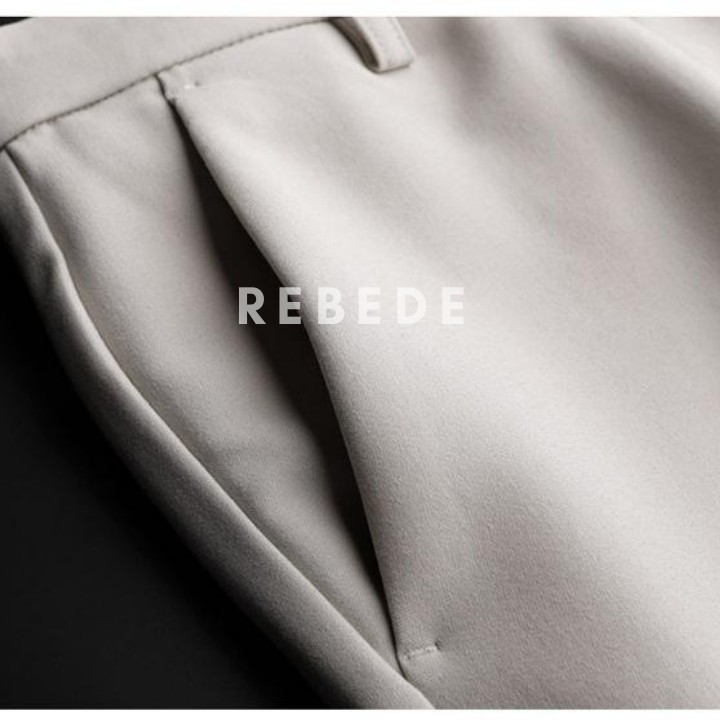 Quần tây nam đẹp màu trắng kem, vải Tuyết hàn co giãn cao cấp ống suông đứng Rebede | BigBuy360 - bigbuy360.vn