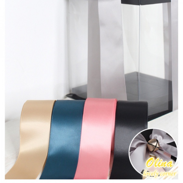 Cuộn dây ruy băng dài 5m rộng 38mm hai mặt màu trơn dùng để trang trí