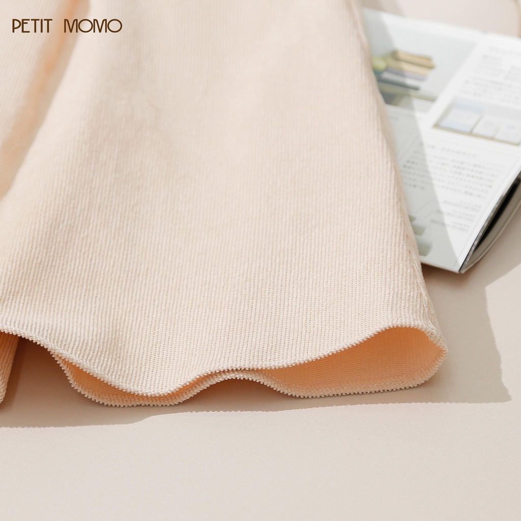 Váy Cổ Sen Cho Bé Gái PETIT MOMO Chất Vải Nhung Tăm Mềm Mại Dày Dặn Váy Dáng Xòe Tay Bồng H163
