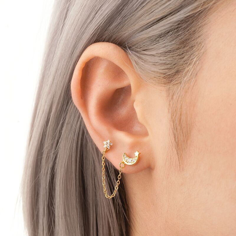 Khuyên tai xích Star and Moonstar Up