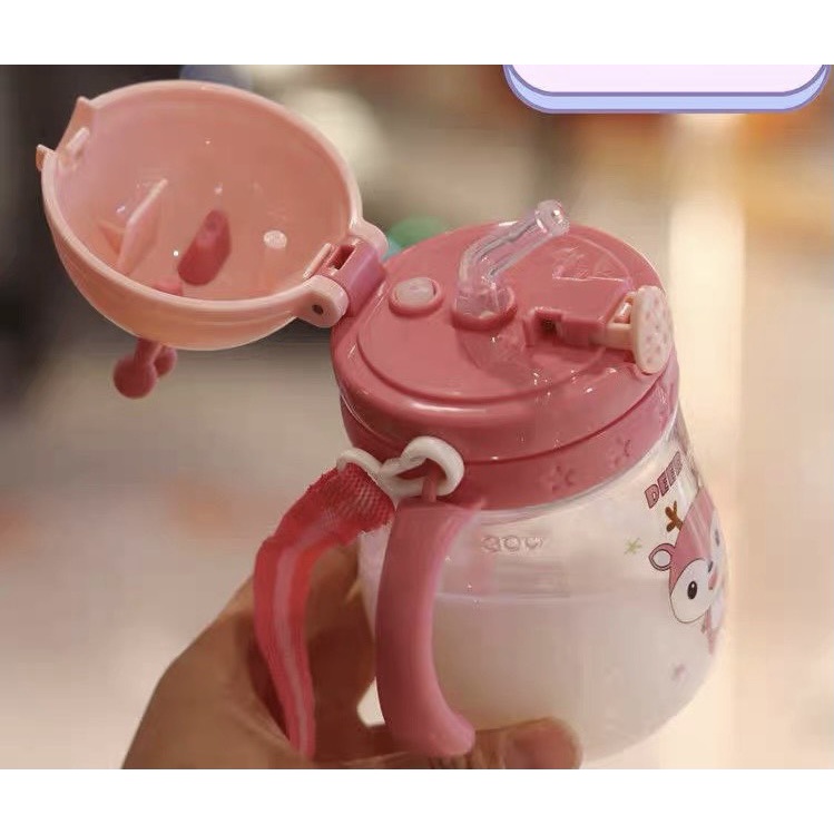 Bình tập uống nước cho bé, Bình nước cho bé có van chống sặc cao cấp 250ml, 370 ml bằng nhựa PP chịu nhiệt tốt an toàn
