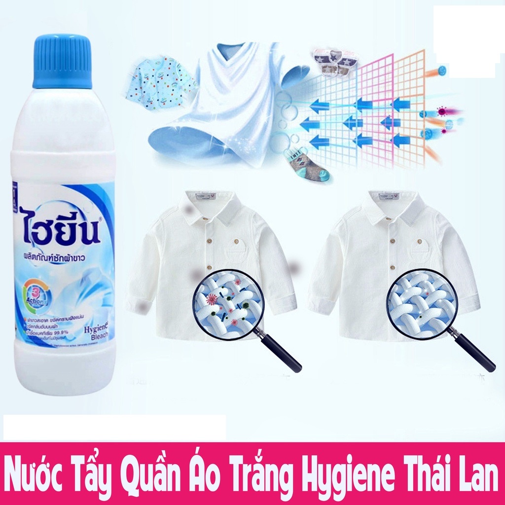 Thuốc tẩy trắng, tẩy màu quần áo thái lan 250ml - nước tẩy hygiene sạch các vết bẩn