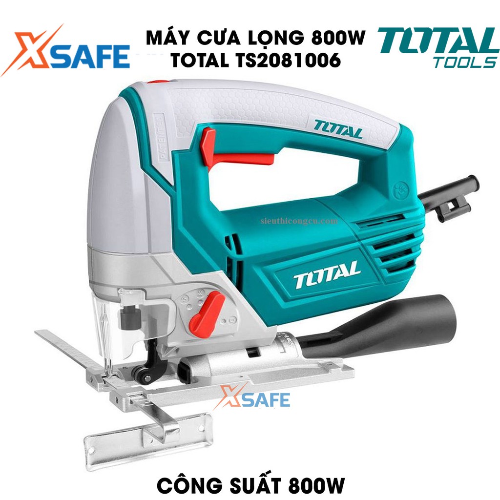 Máy cưa lọng 800W TOTAL TS2081006 Tặng kèm lưỡi cưa Máy cưa lọng Total tốc độ không tải 800-3000 vòng/phút - Chính hãng