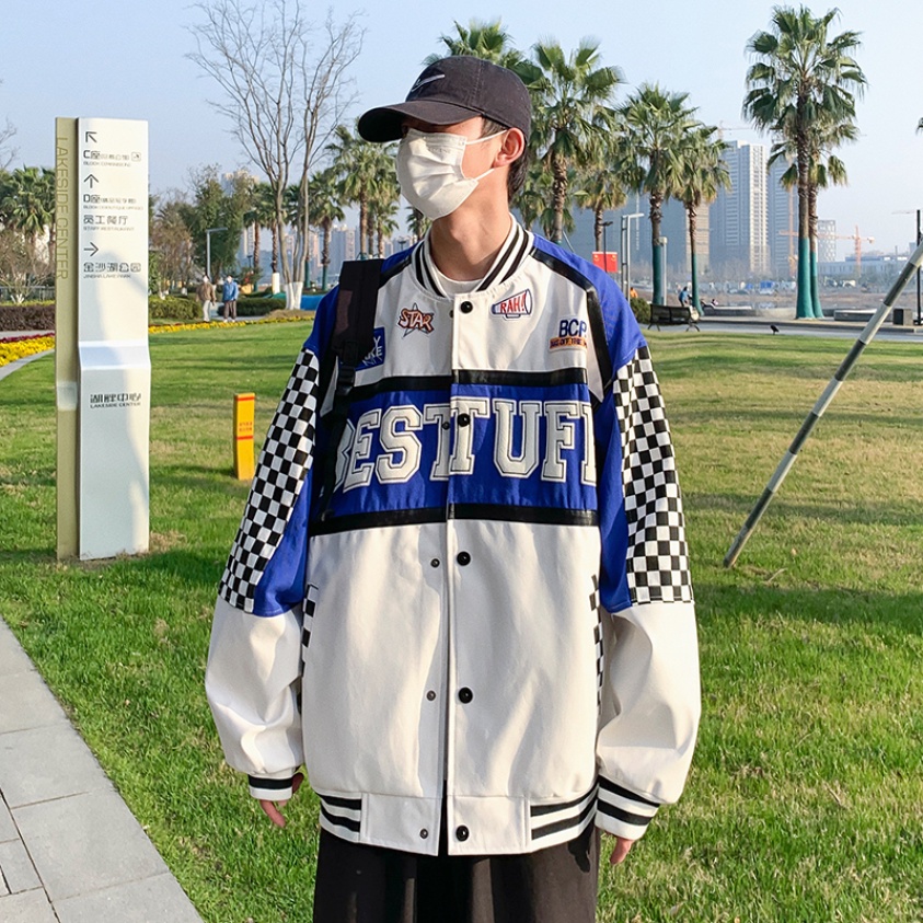 Áo khoác bóng chày nam in chữ phong cách hàn quốc áo khoác bomber dài tay in chữ thời trang cho nam nữ áo khoác biker trung tính giản dị