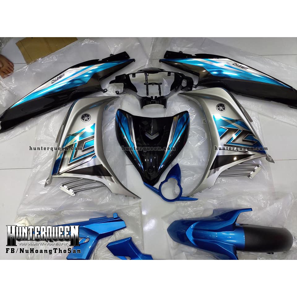 Tem rời Exciter 2011 - Chất liệu crom - LC 2017 bạc đen - Tùy chỉnh theo yêu cầu