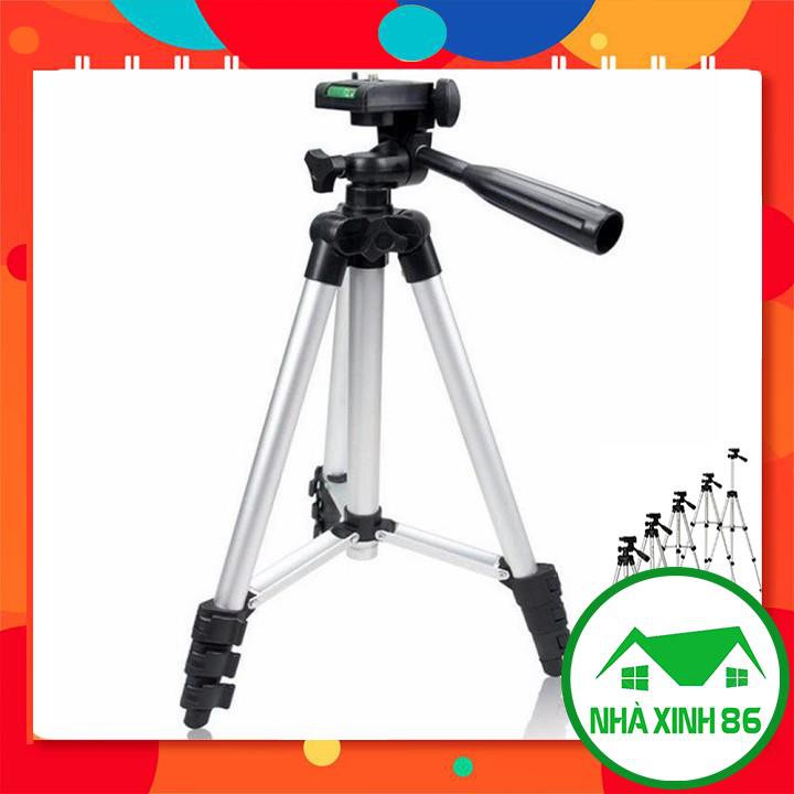 Gậy Tripod chụp ảnh 3 chân cao 1m2 l Chân gậy chụp ảnh Tripod 3110 tự đứng khung nhôm, chân cao su chống trơn trượt