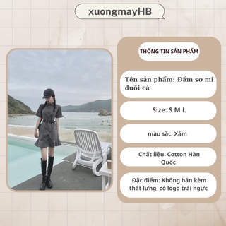 Đầm sơ mi đuôi cá HB màu xám, đủ size D052