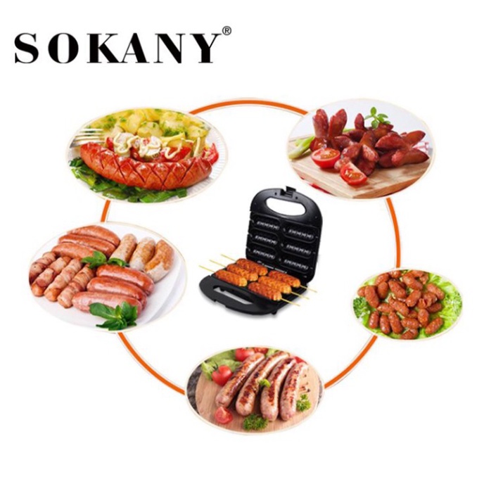 Máy kẹp nướng xúc xích 6 chiếc, làm bánh xúc xích Sokany