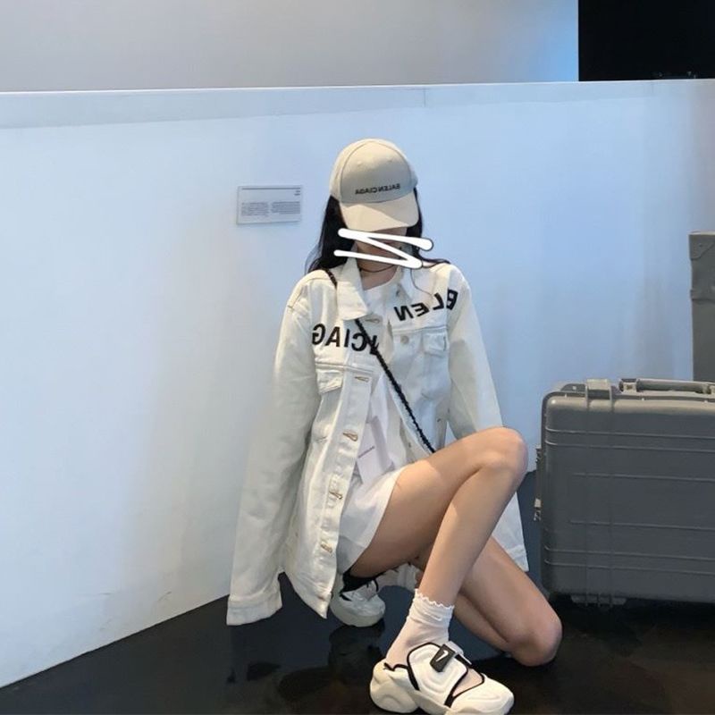 Áo khoác Denim tay dài dáng rộng thiết kế mới phong cách Hàn Quốc sành điệu