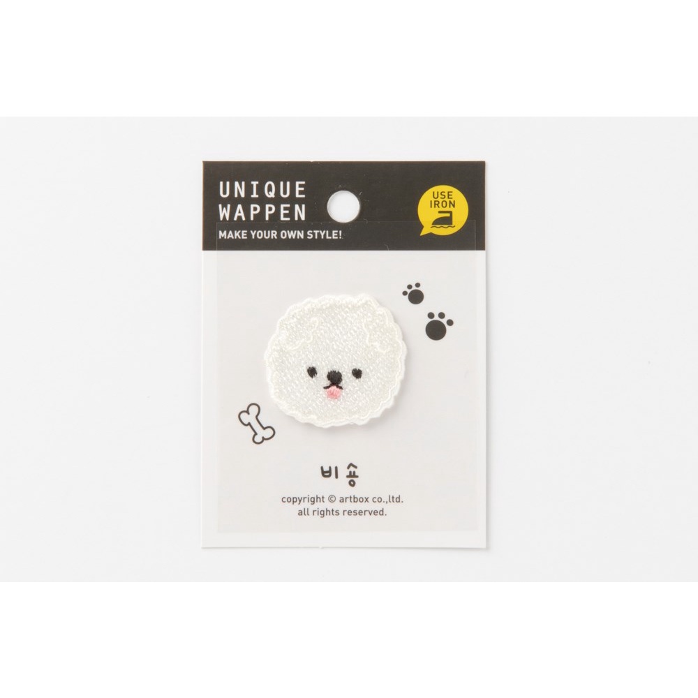 Srticker Patch Sticker Ủi Hình Thêu ARTBOX Hàn Quốc Mặt Chú Cún Bichon