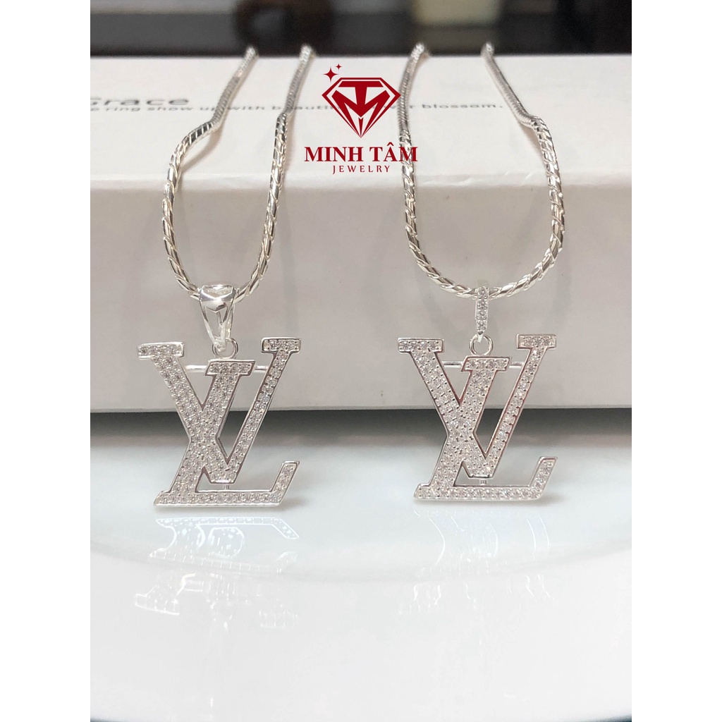 Bộ dây chuyền bạc nam mặt LV size nhỏ chất liệu bạc ta-Minh Tâm Jewelry