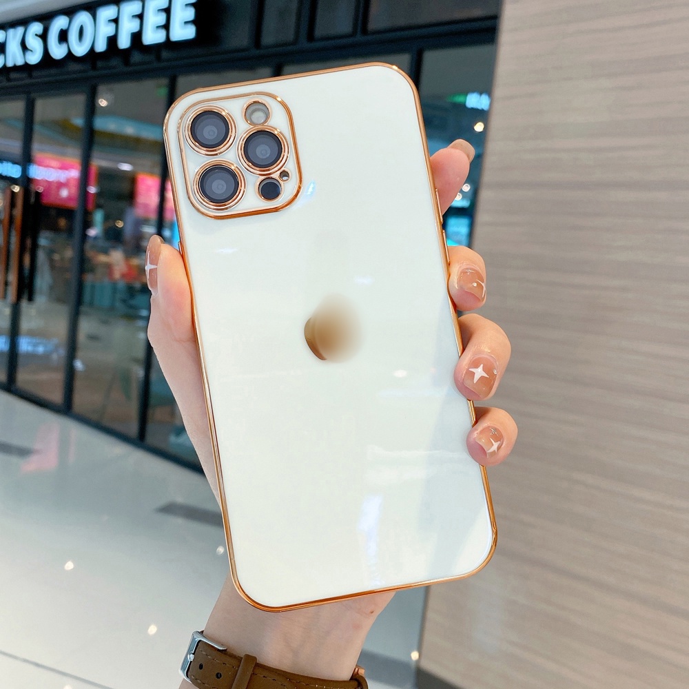 Ốp điện thoại mềm mạ vàng bảo vệ camera cho IPhone 13 12 11 Pro Max XS Max XR X 8 7 Plus