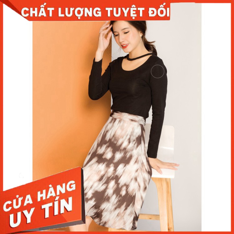 Chân váy nữ lụa GUMAC CV07965_NAU - Hàng nhập khẩu