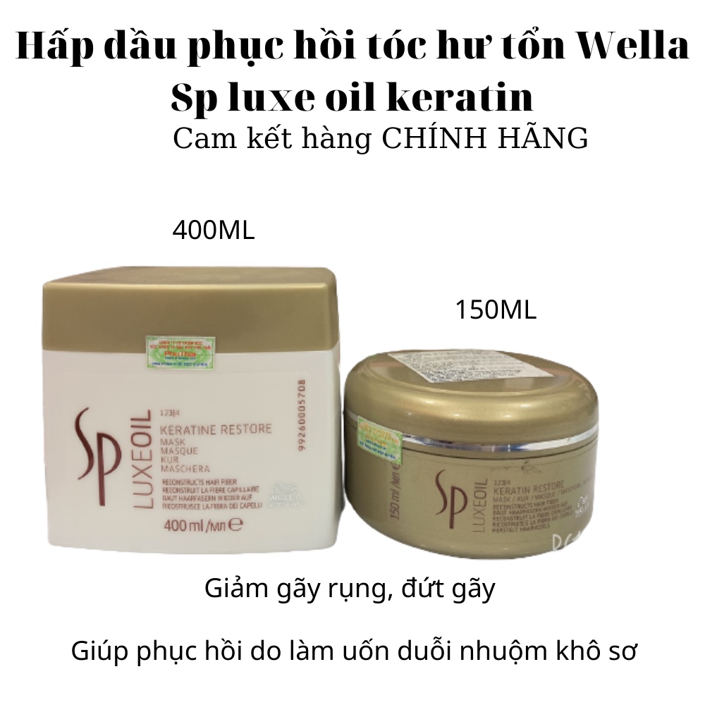 Hấp dầu dưỡng tóc phục hồi Sp Luxe Oil Keratin Restore Mask 150ml/400ml (Hàng chính hãng)