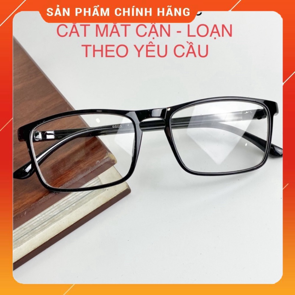 Gọng kính cận TATA Nam nữ dáng mắt vuông nhận cắt mắt cận viễn loạn theo yêu cầu