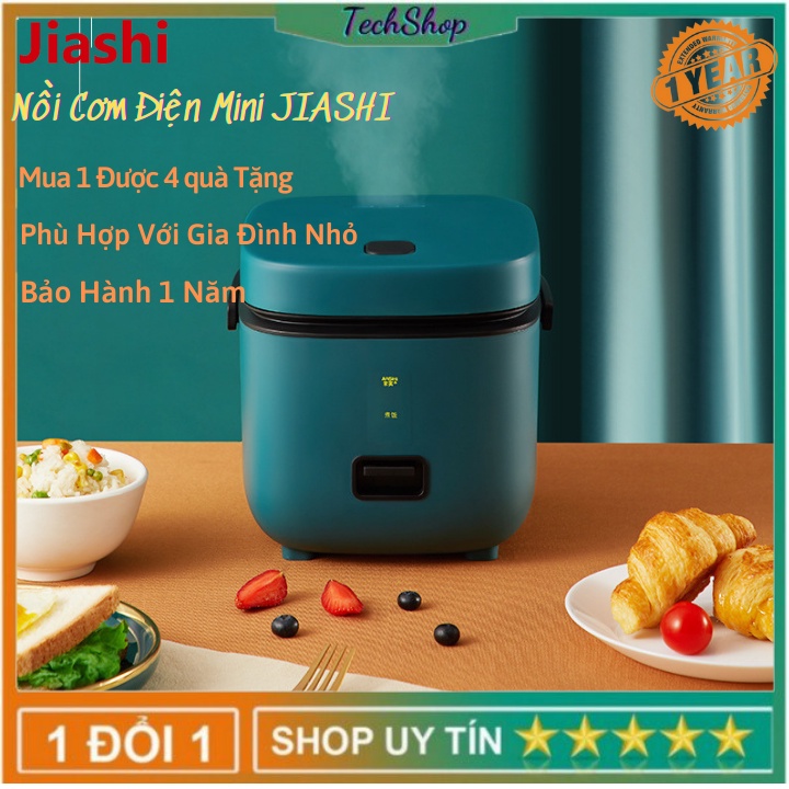 Nồi Cơm Điện Mini JIASHI 1.2L Dành Cho Gia Đình Nhỏ, Chống Dính, Nấu Nhanh, Ngon Cơm, Tự Ngắt Điện Chống Cháy Cơm