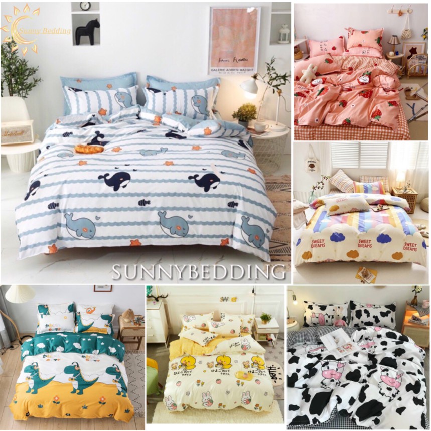 [RẺ VÔ ĐỊCH] Bộ chăn ga gối Cotton Poly nhập khẩu - chăn ga gối họa tiết dễ thương ❤️
