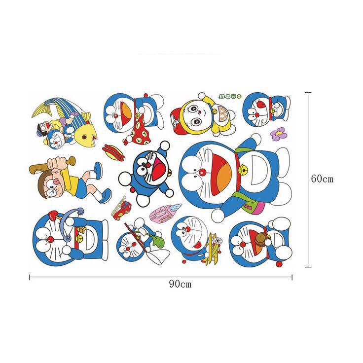 Decal trang trí Doremon và Nobita trên lưng Cá