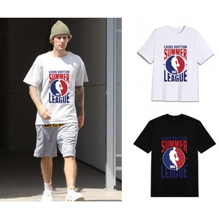 [ FULL TAG ] Áo thun LV x NBA Summer League Justin Bieber nam nữ đen trắng