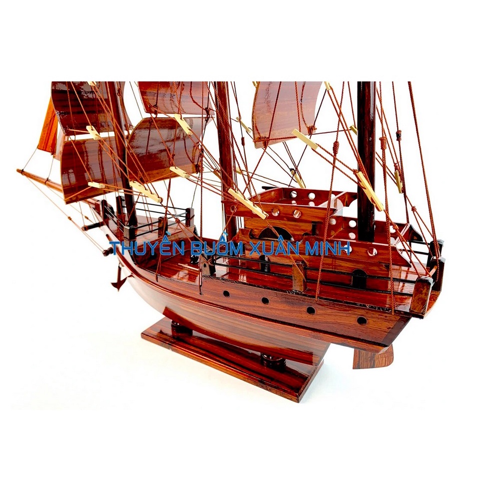 Thuyền Buồm Gỗ Mô Hình Tàu Đánh Cá Thái Lan - Gỗ Tràm - Thân tàu dài 40cm - Gỗ tự nhiên