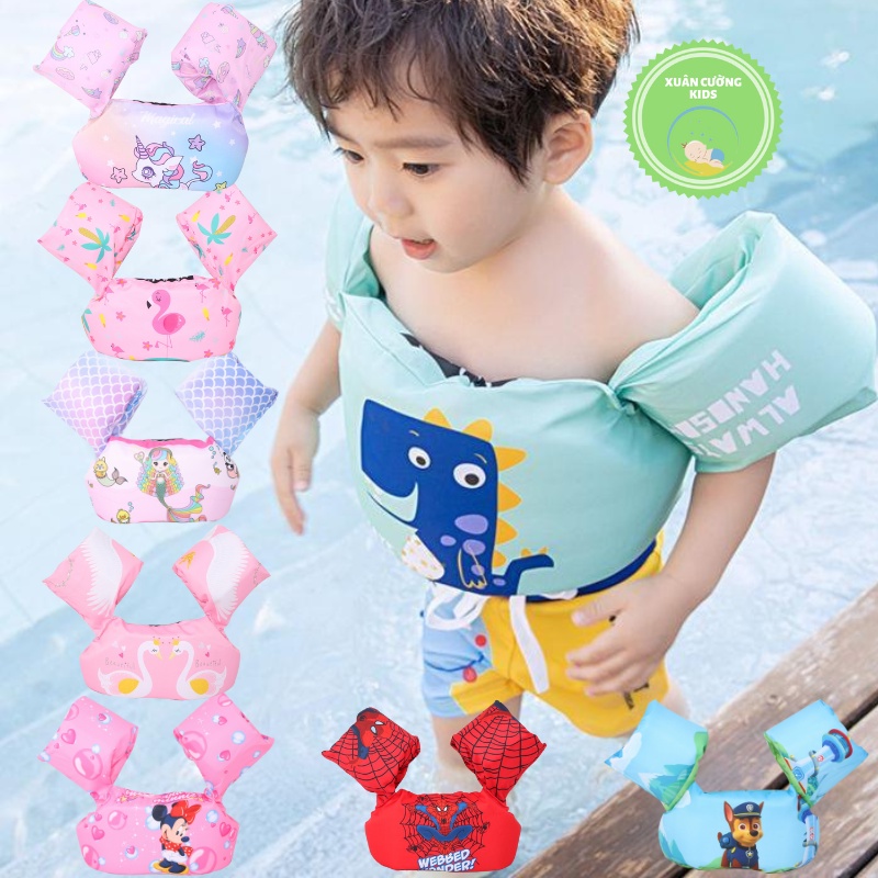 Phao tập bơi liền thân, phao tay đỡ ngực cho bé trai bé gái từ 14kg đến 25kg chất liệu cao cấp mềm mại Xuân Cường Kids