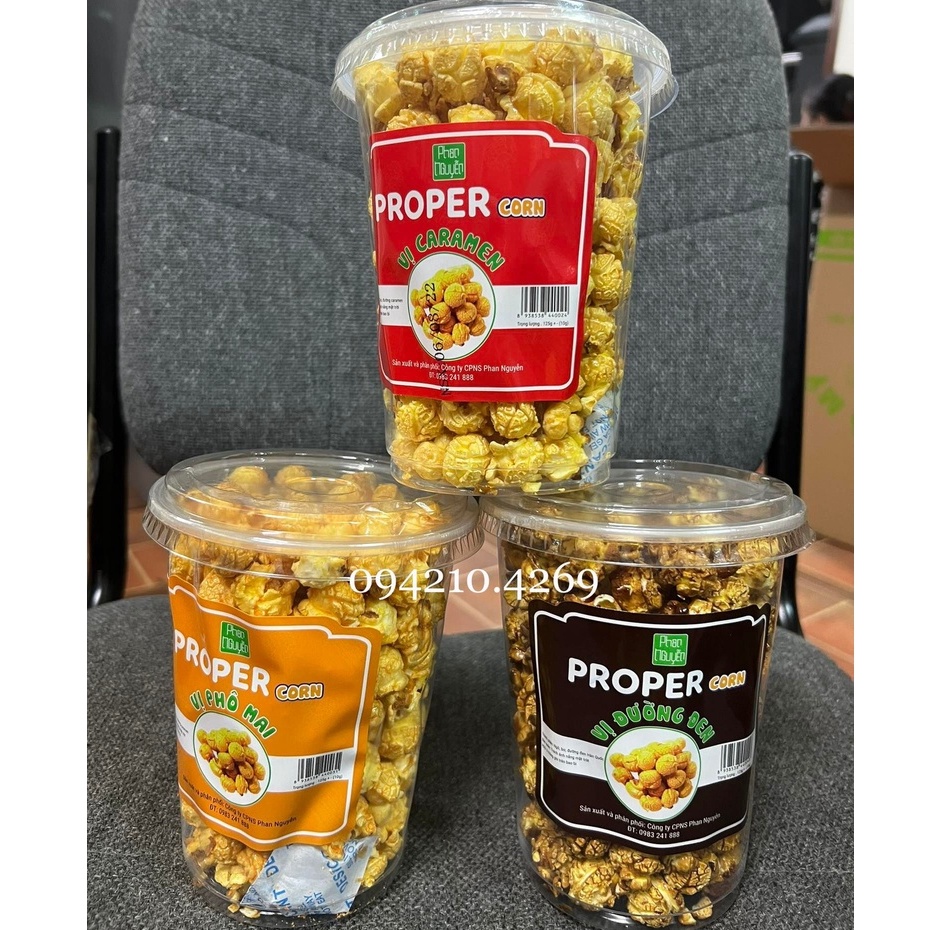 BẮP RANG BƠ PROPER CORN CÁC VỊ Phomai/Đường Đen/Caramel HỘP KHỔNG LỒ- hạt bắp to bự, giá tiết kiệm- nguyên liệutrà