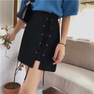 Chân váy kaki đan dây 1 bên siêu ngầu - Hình sàn chụp thật