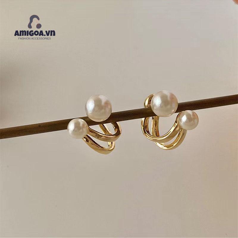 ✨✨Bông tai mạ bạc 925 đính ngọc trai đơn giản thời trang phong cách Hàn Quốc