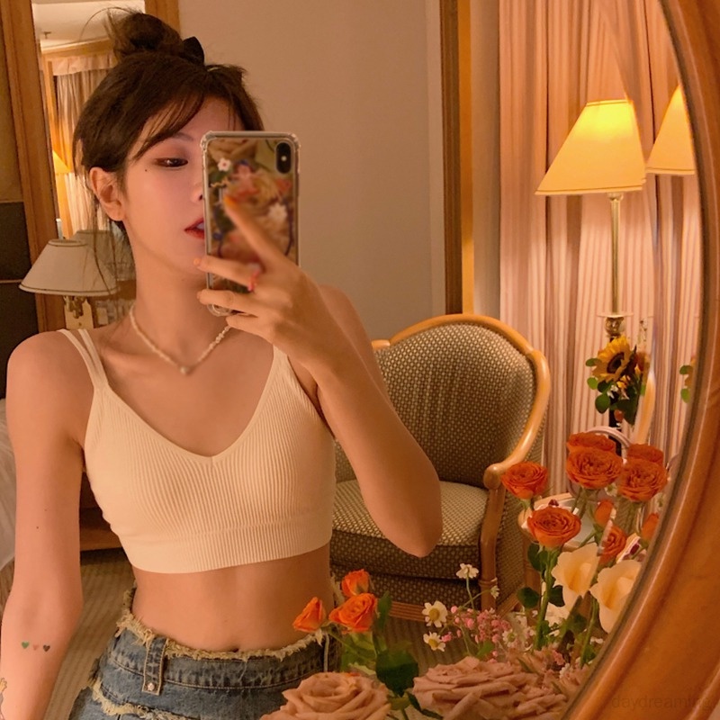 Áo Tank Top Cổ Chữ V Dáng Ôm Có Miếng Đệm Nâng Ngực Thời Trang Quyến Rũ Cho Nữ
