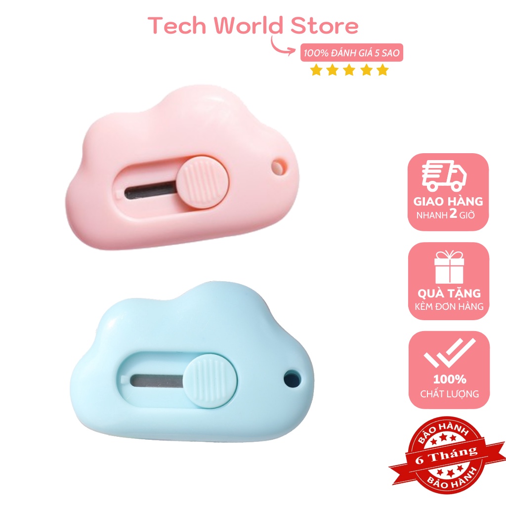 Dao rọc cắt giấy mini hình đám mây, Dao dọc gọt giấy cute làm móc khóa nhiều màu sắc dễ thương dùng trang trí lưỡi inox