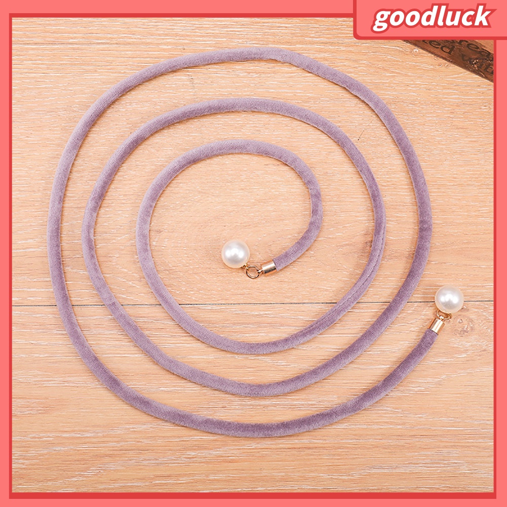 Thắt lưng bản nhỏ đính ngọc trai giả màu trơn