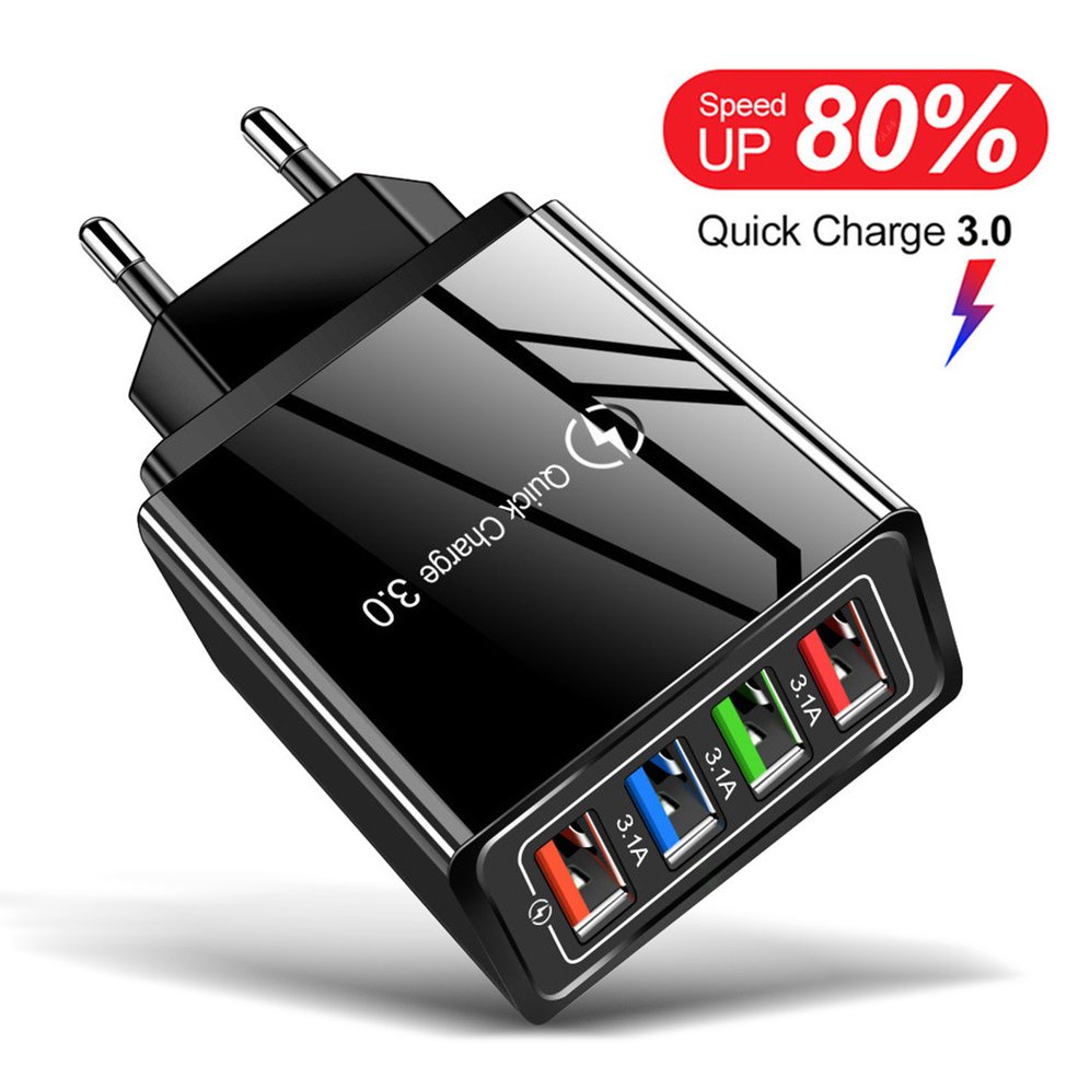 Củ Sạc Nhanh 4 Cổng USB 3A Cho Điện Thoại Di Động