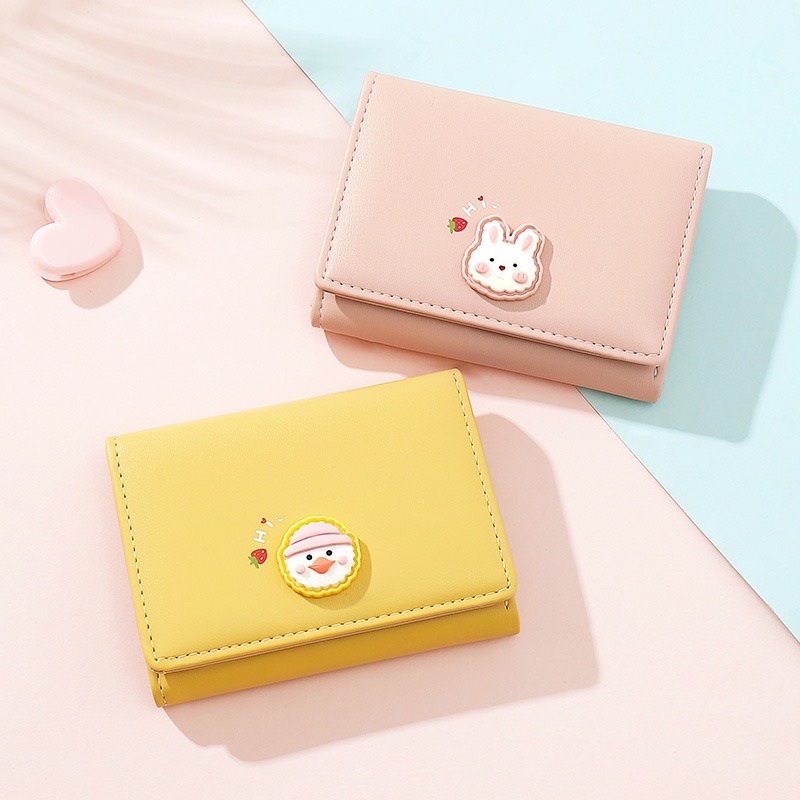 Ví nữ ngắn mini cầm tay nhỏ gọn nhiều ngăn thiết kế 3 nếp gấp sức chứa lớn cho khóa dễ thương VN113