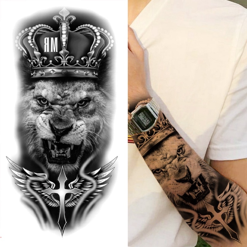 Hình Xăm Dán Tạm Thời Henna Skeleton King Animal Tatoo Màu Đen Cho Nam Và Nữ