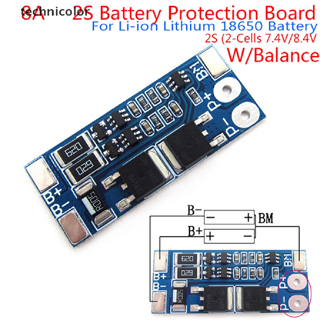 Bảng Mạch Sạc Pin Lithium BMS 2S 8A 7.4V 18650 Li-ion