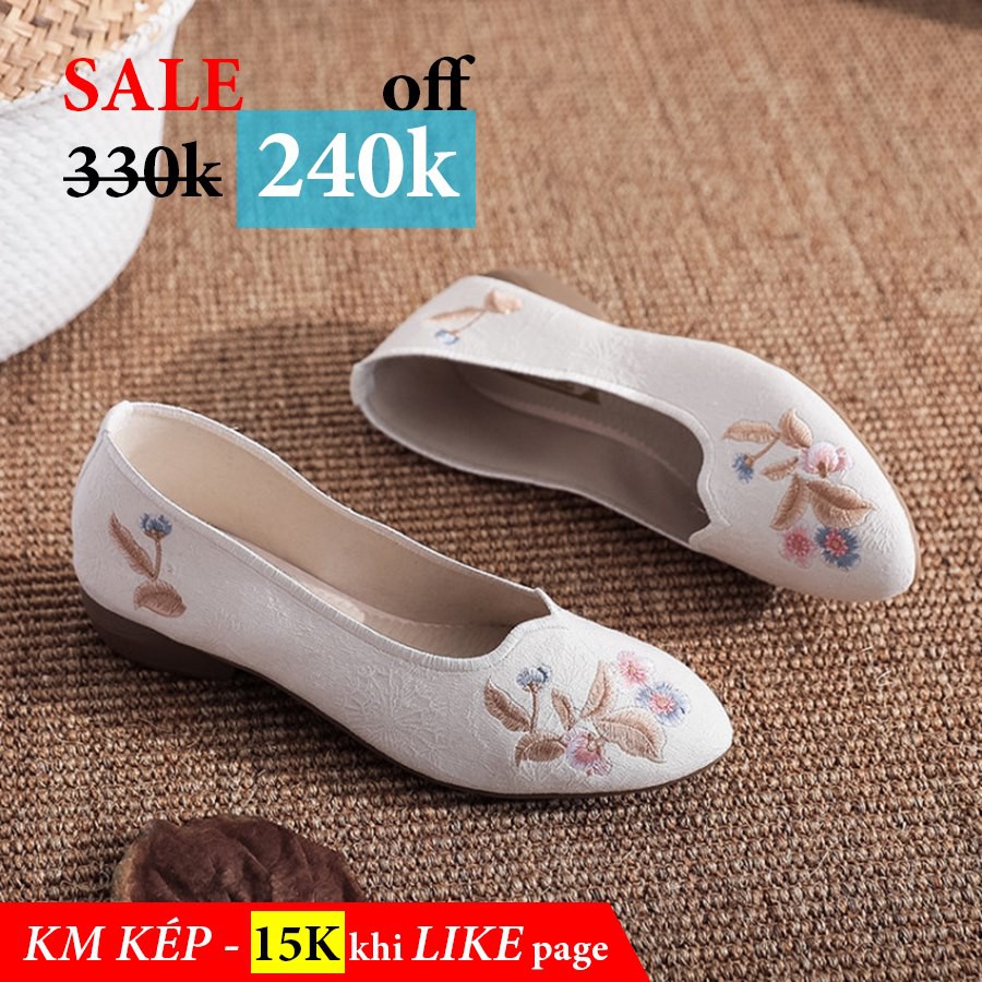 giày thêu hoa đế bệt không dây | BigBuy360 - bigbuy360.vn
