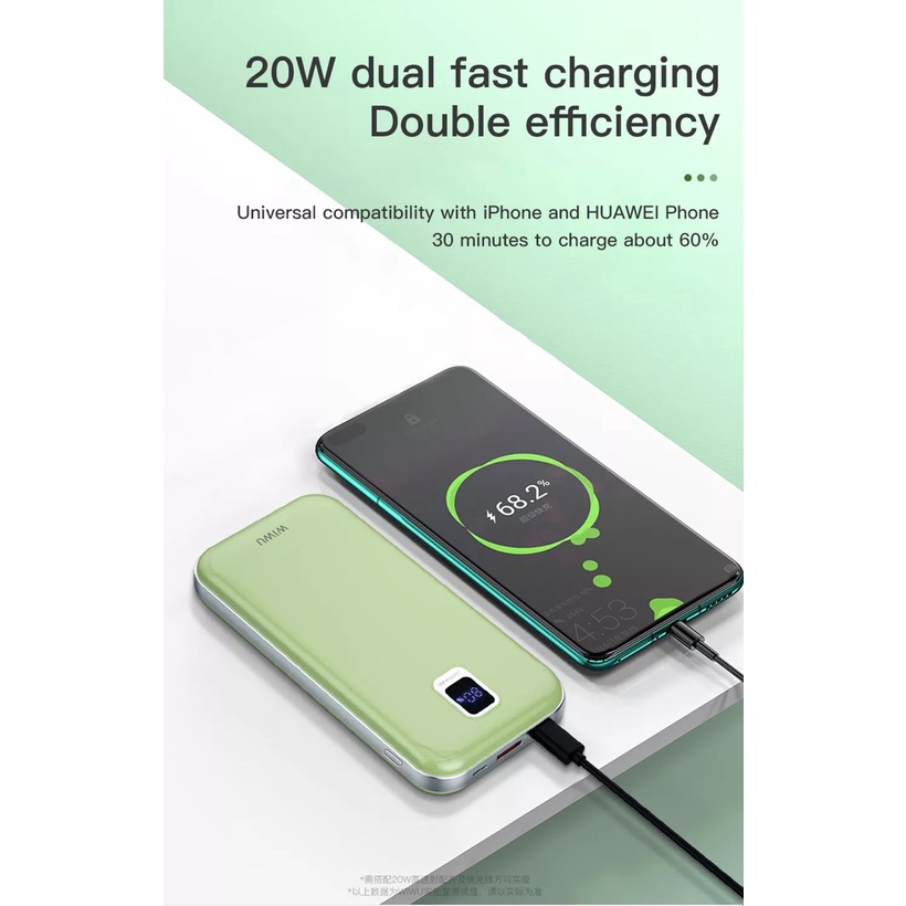Pin dự phòng Wiwu Ultra-fast Charge JC-17 Dành Cho Điện Thoại, Ipad Sạc An Toàn Trên Máy Bay, Sạc Được Hai Thiết Bị