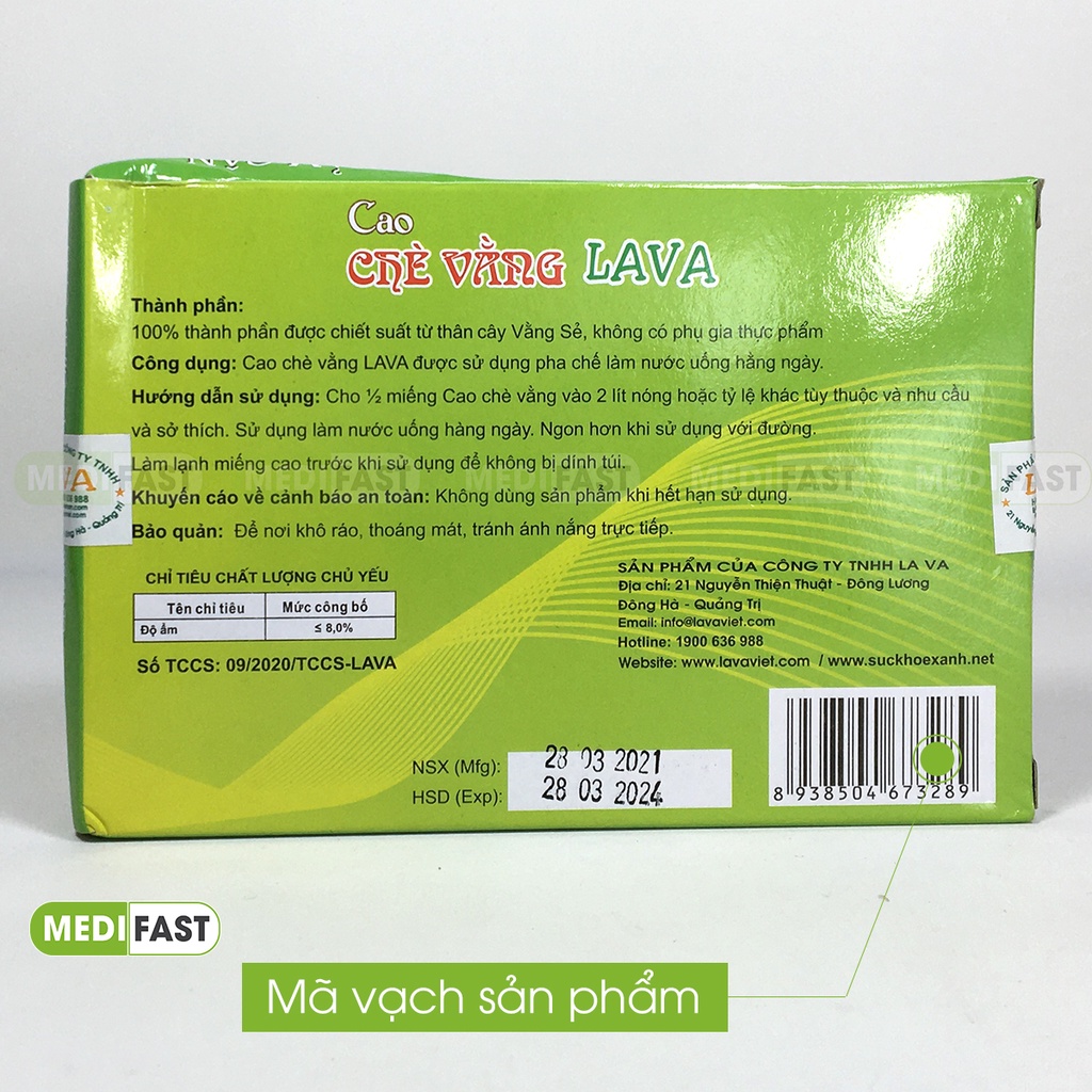 Cao chè vằng Lava lợi sữa cho mẹ bầu sau sinh hộp 5 gói lá vằng giảm mỡ mụn nhọt thải độc gan hỗ trợ tiểu đường